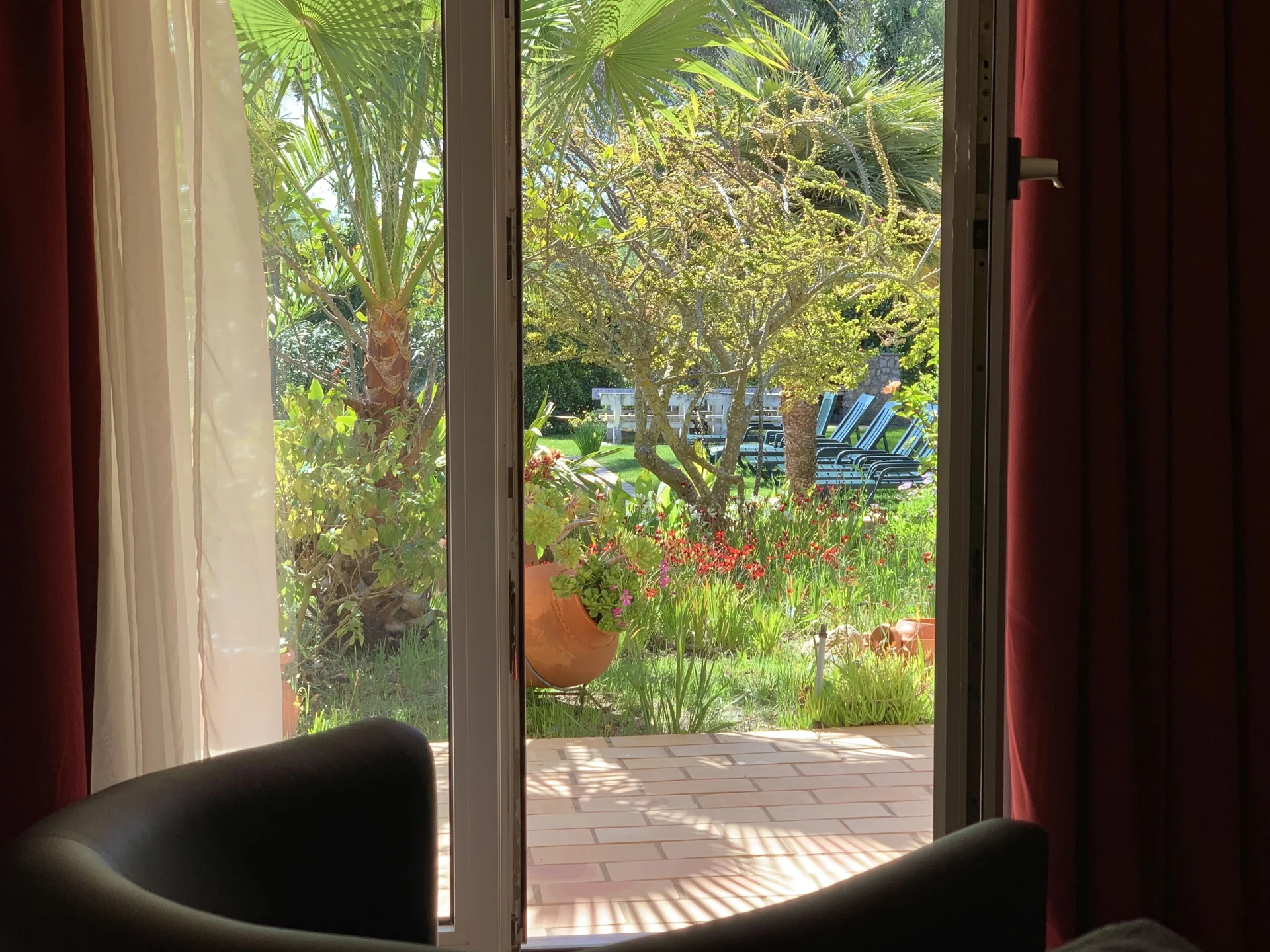 Blick von der Unterkunft in den Garten